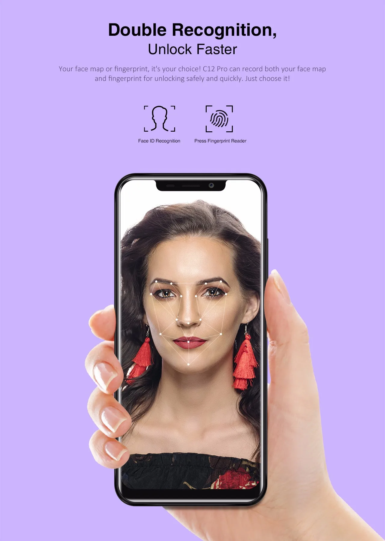 Oukitel C12 Pro 6,1" 19:9 2 Гб 16 Гб Смартфон Android 8,1 3300 мАч 8MP+ 5MP Face ID MT6739 четырехъядерный OTA отпечаток пальца мобильный телефон