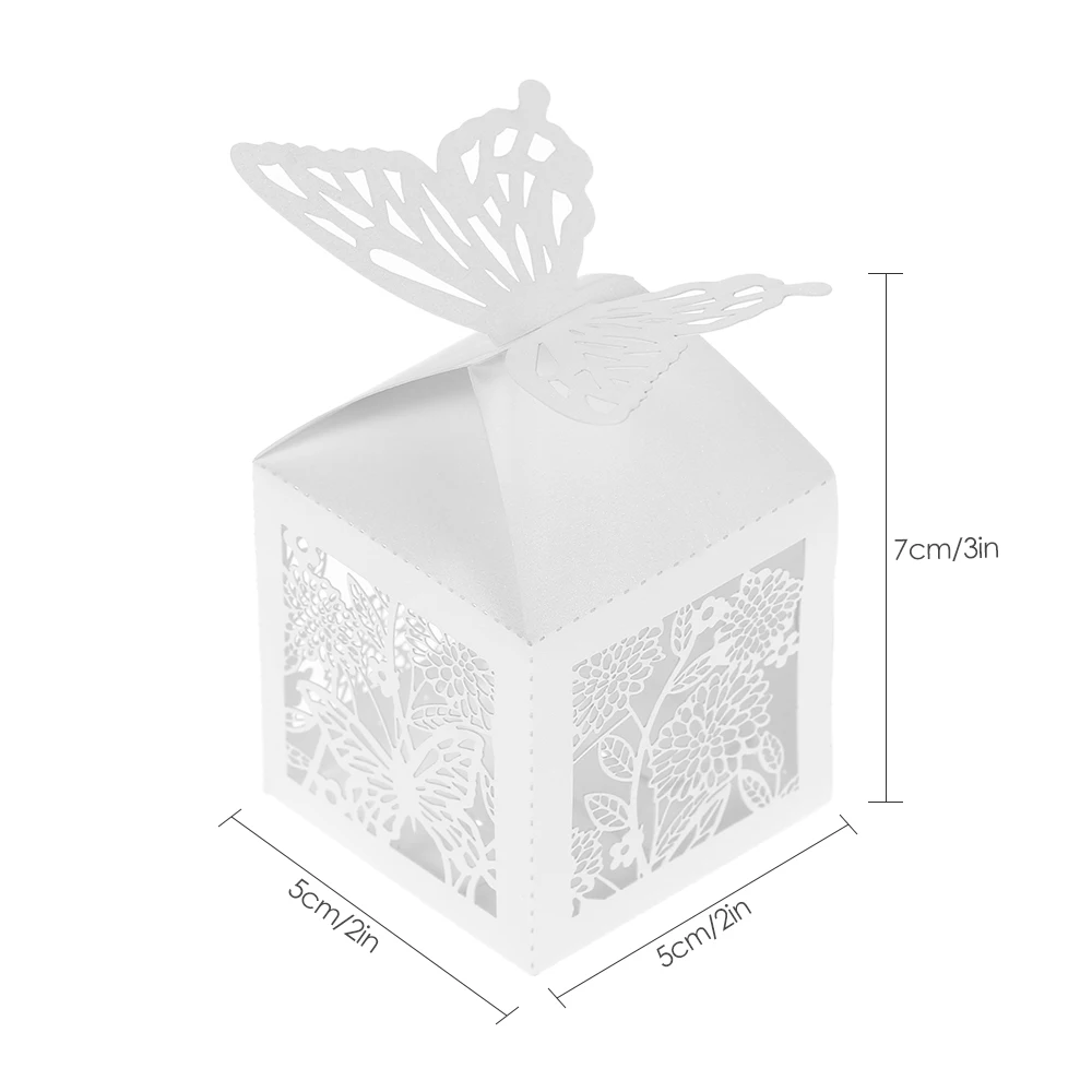 50 шт./компл. мини лазерная резка конфет коробка бумажный белого цвета с жемчугом