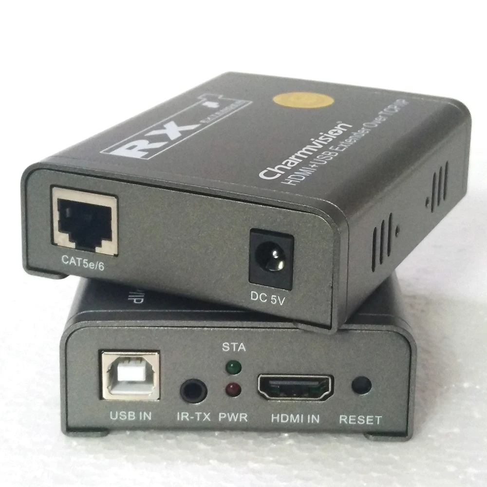 Charmvision IPKVM-120HU 120m 393ft USB HDMI KVM Extender with 3.5mm IR Remote Control HD 1080P over TCP IP STP UTPcat CAT6 Cable enlarge