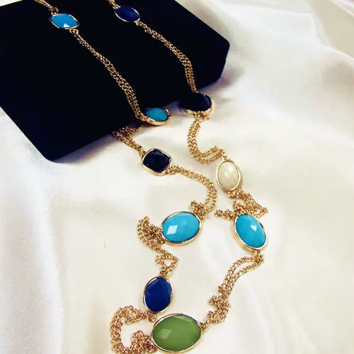 Длинное ожерелье массивное новые модные ювелирные изделия для женщин золотое