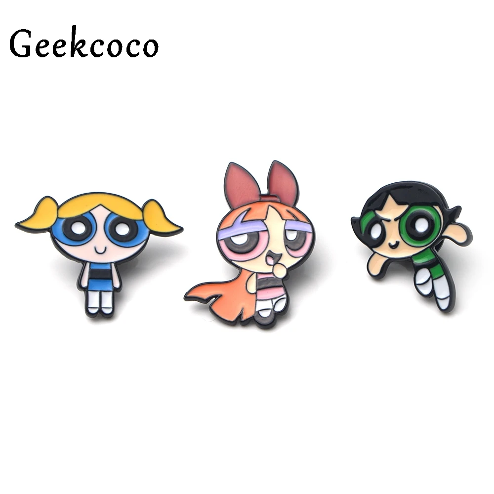 Powerpuff девушки мультфильм цинкового сплава шпильки значки para рубашка сумка Одежда Кепка рюкзак броши для обуви значок украшения J0136