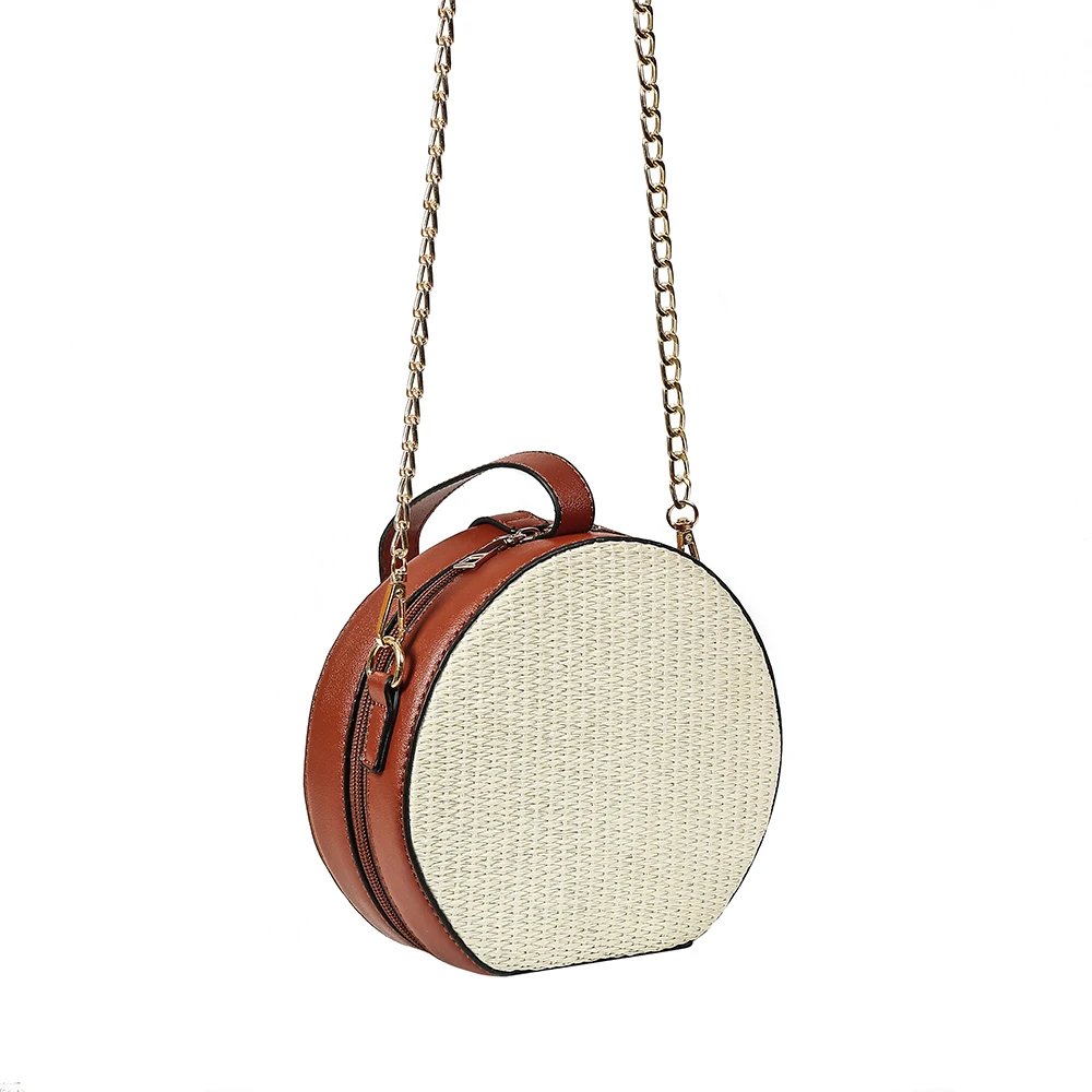 LUKATU Circle Rattan Bag Summer Round Handmade Woven Colourful Ribbon Shoulder For Women PU Leather Cross Body Bolsa | Багаж и сумки