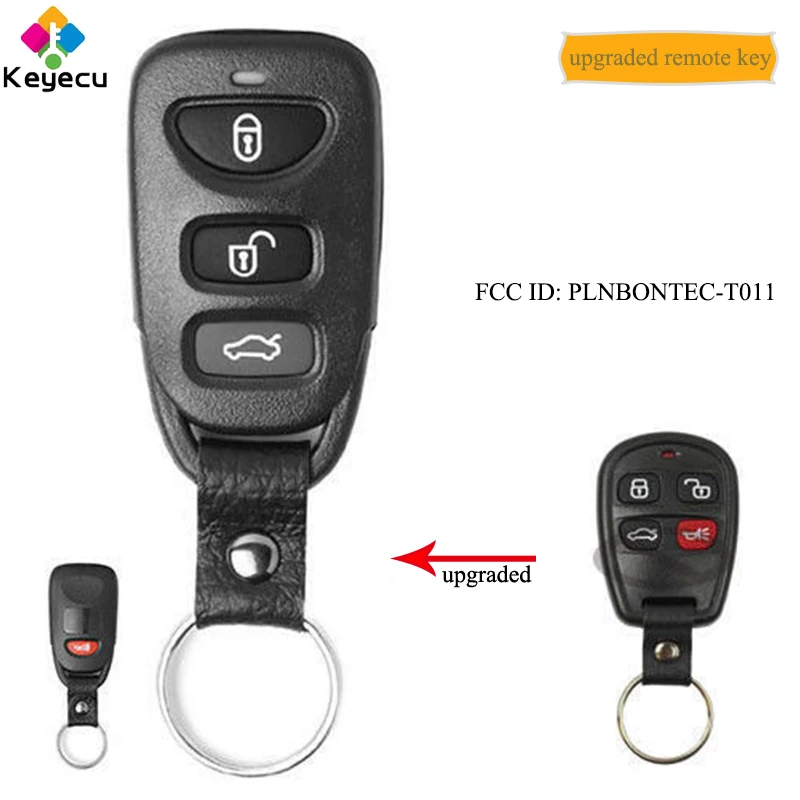 KEYECU Replacement Upgraded Remote Control Car Key With 3 1/ 4 Buttons - FOB for Kia Spectra Optima 2003-2006 FCC PLNBONTEC-T011 |