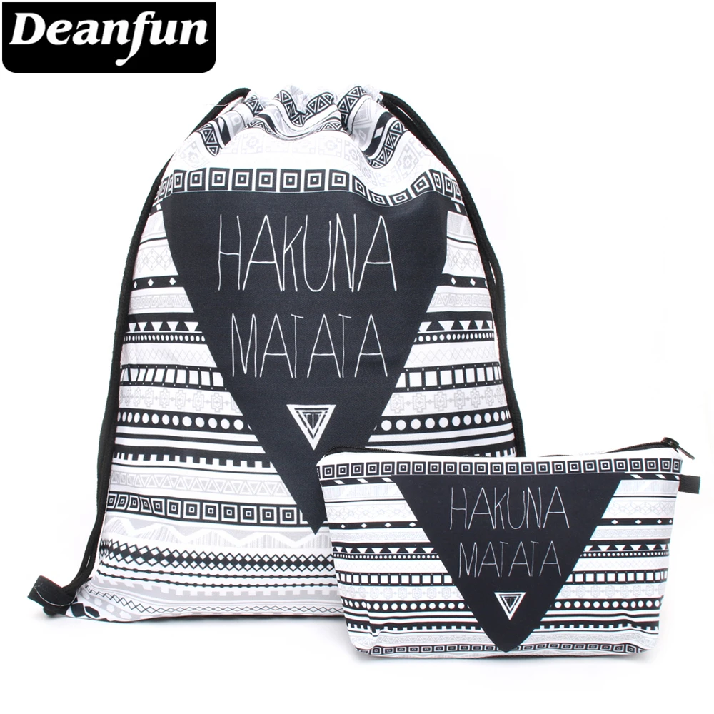 Женский комплект с сумочкой на шнурке Deanfun из 2 предметов принтом Hakuna Matata школьная
