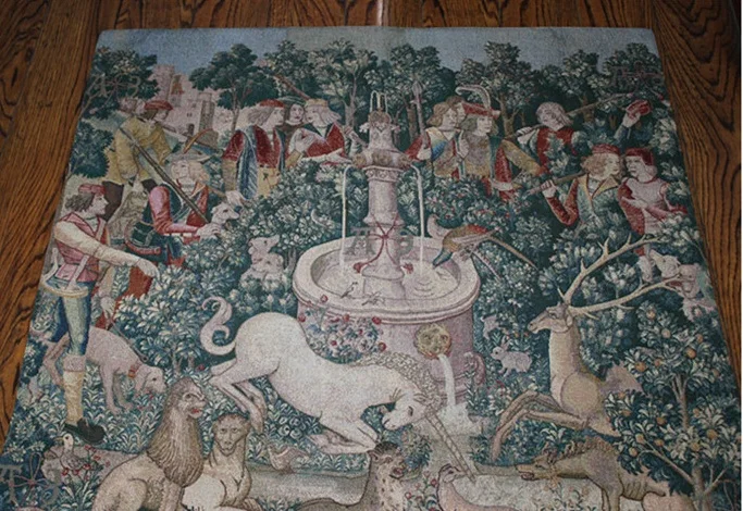 100x100 см модные украшения для дома хлопок тканая ткань мягкий Единорог Охота Aubusson