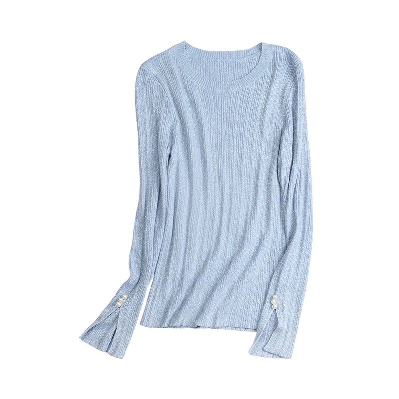 Dabuwawa Pearl Beading Casual Knitted Sweater for Girls Women Long Sleeve Simple Elegant Pullovers Top #DN1AJS003 | Женская одежда