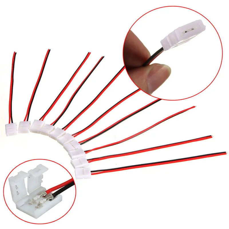 

PCB Cable 2 Pin LED Strip Connector 3528/5050 Single Color Adapter 10Pcs