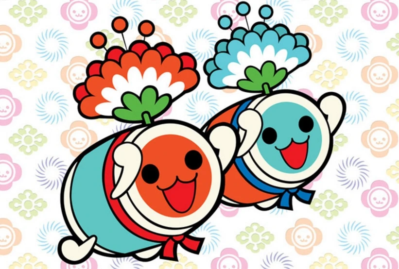 Футболка Taiko no Tatsujin DONDOKODON с принтом черная/белая футболка коротким рукавом |