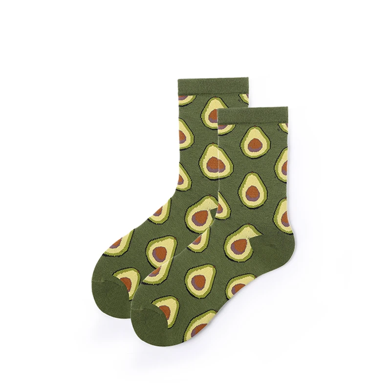Avocado Мужские носки, милые, модные, новинка, принт с героями мультфильмов, авокадо, забавные, повседневные, хлопковые, женские, трикотажные, зеленые, уличная одежда, хип-хоп, Харадзюку - Цвет: Avocado