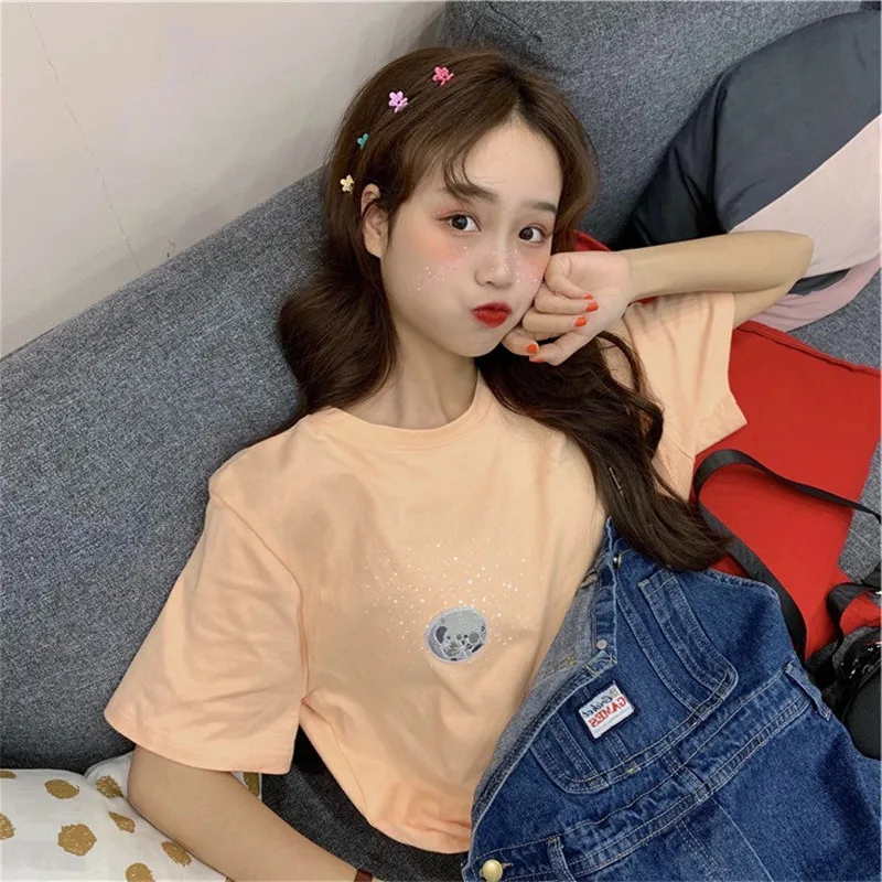 Женские футболки уличная мода летняя футболка для женщин 2019 новая вышивка