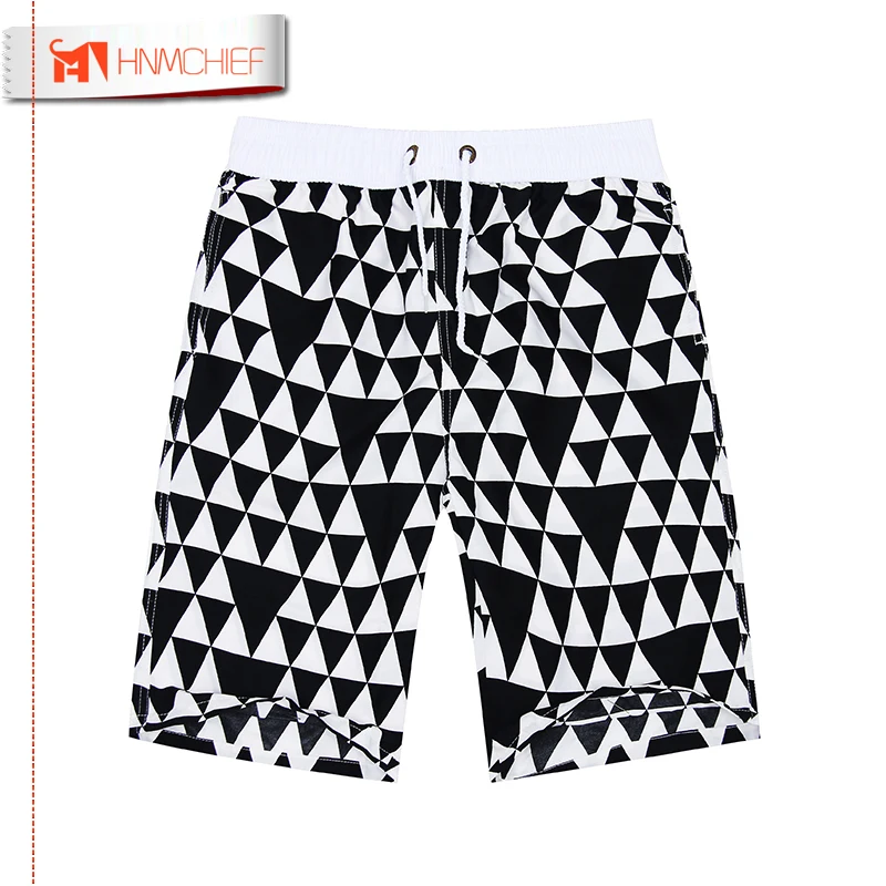 Новинка 2017 мужские летние пляжные шорты HNMCHIEF в клетку полоску со звездами