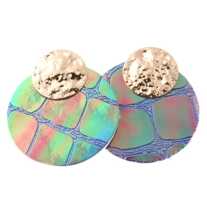 Женские кожаные серьги NeeFu WoFu брендовые медные круглой формы с леопардовым