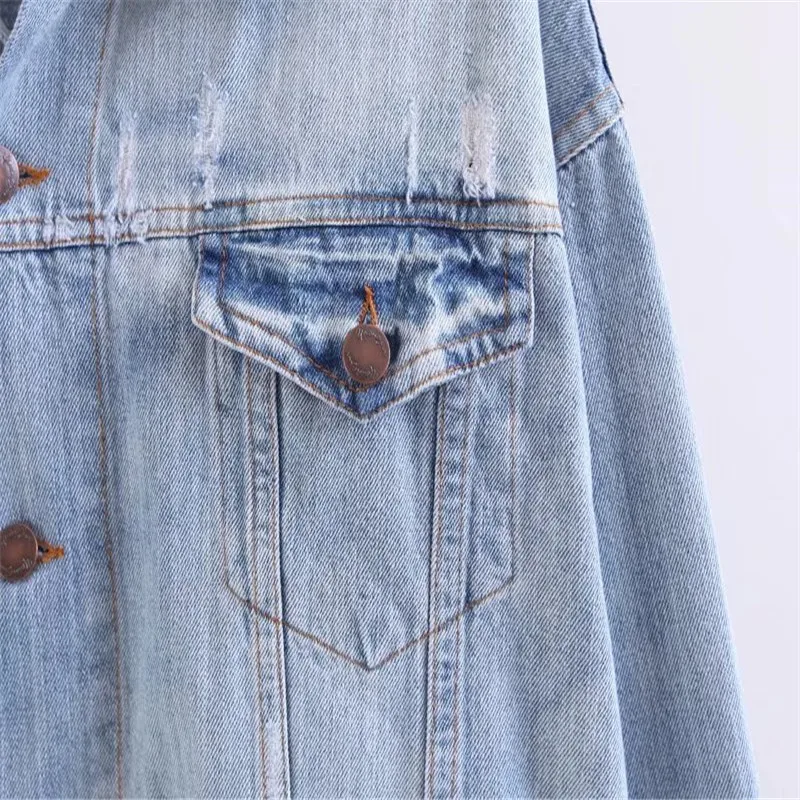 

New Hollow Out Light Denim Jackets Women Nice Spring And Autumn Long Sleeve Cute Pocket Jackets Woman Casual Coats Female