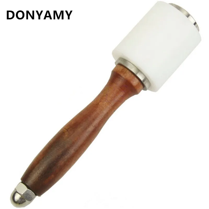 DONYAMY Nylon Hammer Leathercraft Carving Sew Leather Cowhide Tool Kit with Wooden Handle | Дом и сад