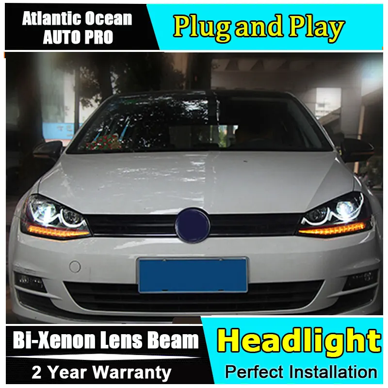 2013 2016 автомобильный Стайлинг для VW Golf 7 фар MK7 светодиодный фонарь Smile DRL Объектив