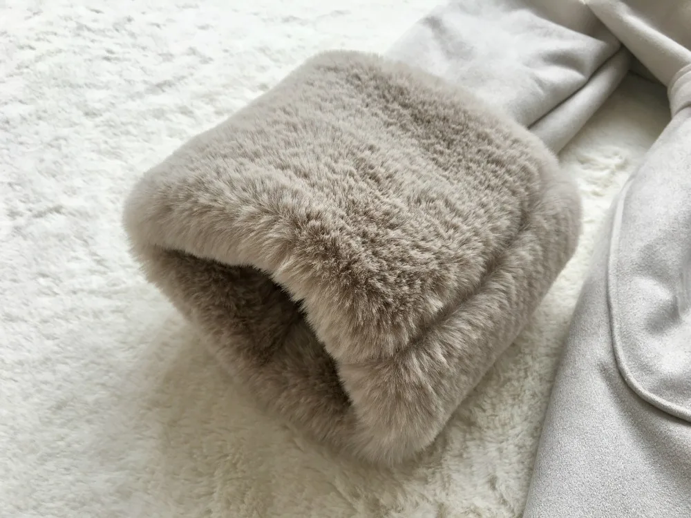 Women Suede Faux Hair Parkas Female Autumn Winter Thicken Oversized Velvet Outwear Womens Fur Collar Jacket Coat Ds50241