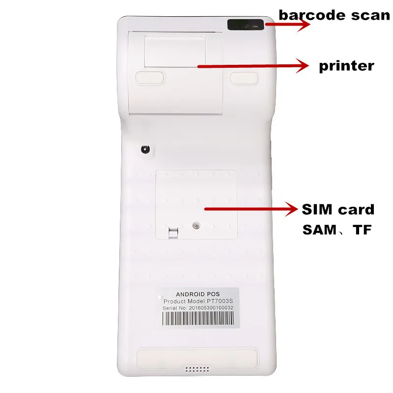 7-дюймовый дисплей Wifi/3G/Bluetooth ручной мини андроид Pos терминал планшет с термальным