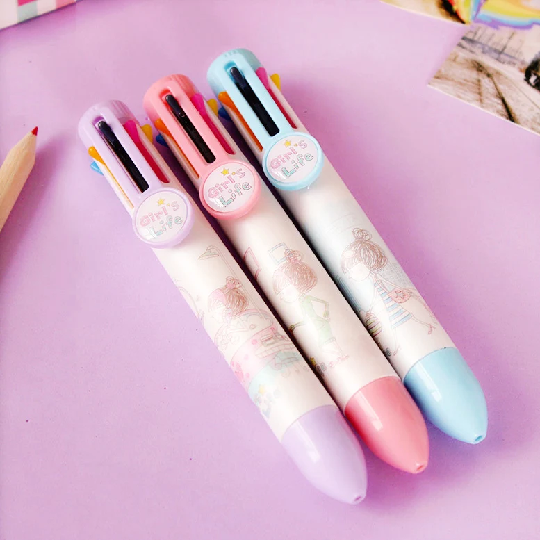 4pcs exquisite cute cartoon doll ballpoint pen stationery cute toy gift 8 colors/pc free shipping