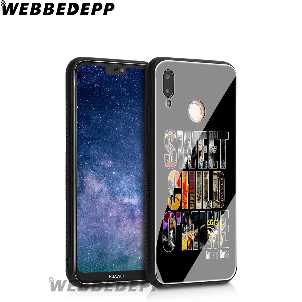 WEBBEDEPP Guns N Roses Tempered Glass Case for Huawei Mate 20 P20 P10 P Smart 2019 2018 &amp Honor 10 9 8X 7A Lite Pro |