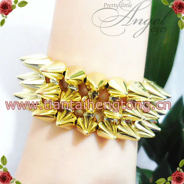 Бесплатная доставка 2 шт./лот трехрядный золотой браслет в стиле панк с