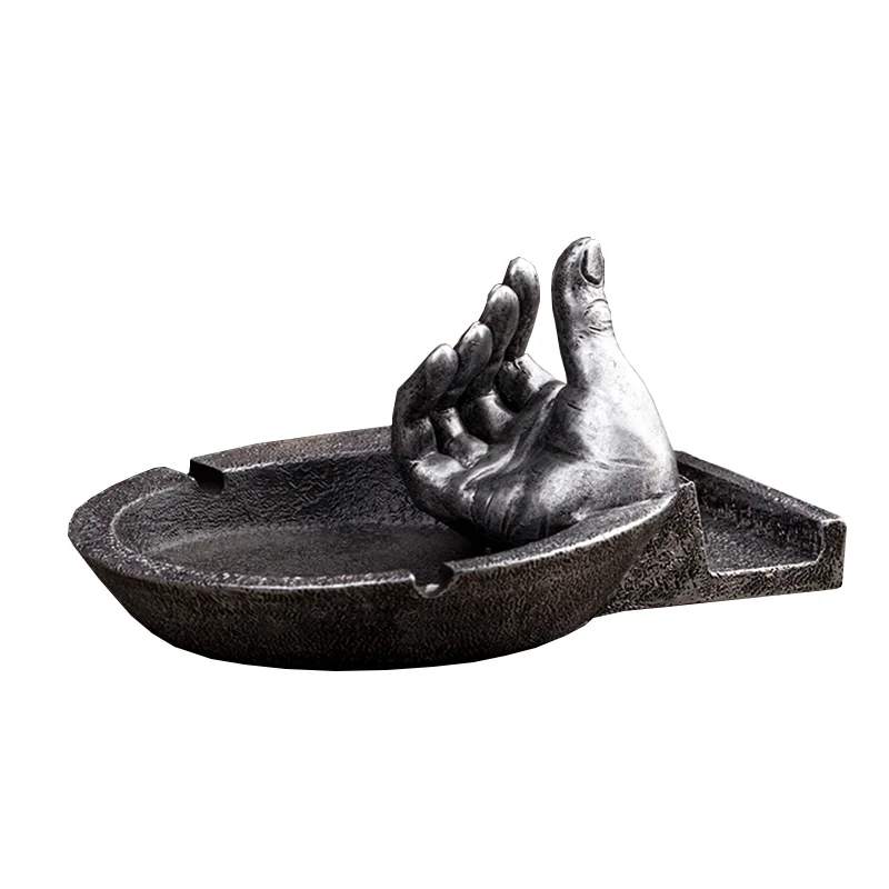 

Creative Resin Ashtray with Hand and Phone Bracket Popular Designer Ashtrays Gold Sliver Creative Home Gadgets Cigarette Holder