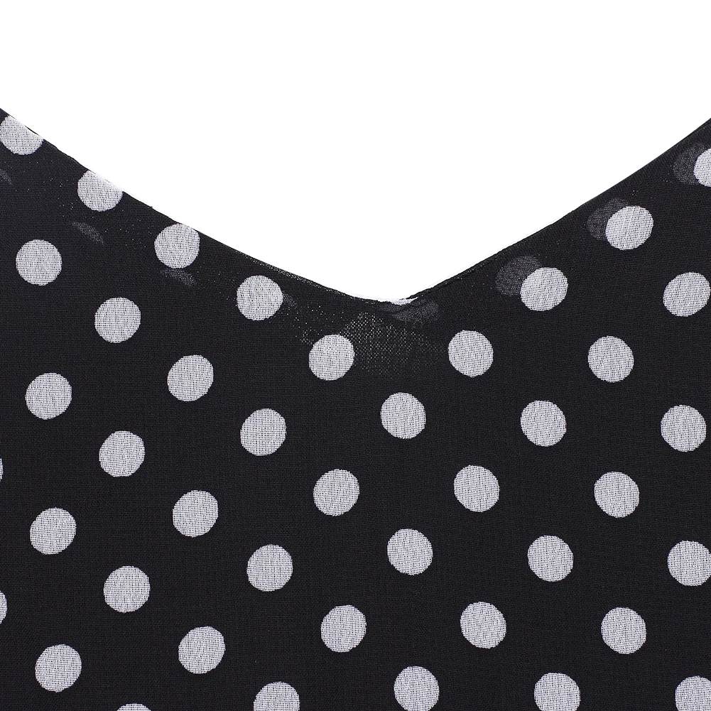 Женское платье без рукавов в горошек длинное пляжное шифоновое стиле бохо