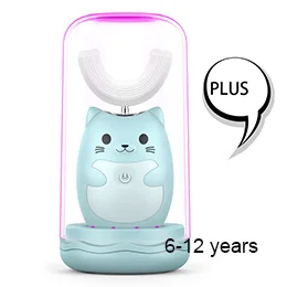 Blue plus 6-12 Kid sonic перезаряжаемая электрическая зубная щетка автоматическая зубная щетка 360 градусов ультра звуковая Мягкая силиконовая электрическая детская зубная щетка - Цвет: Blue plus 6-12