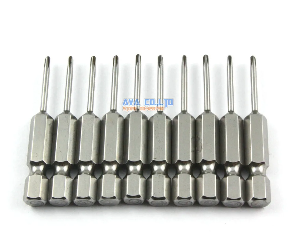 

10 Pieces Magnetic Phillips Screwdriver Bit S2 Steel 1/4" Hex Shank 50mm Long 2.0mm Diameter PH0 (50mm x 2.0mm x PH0)