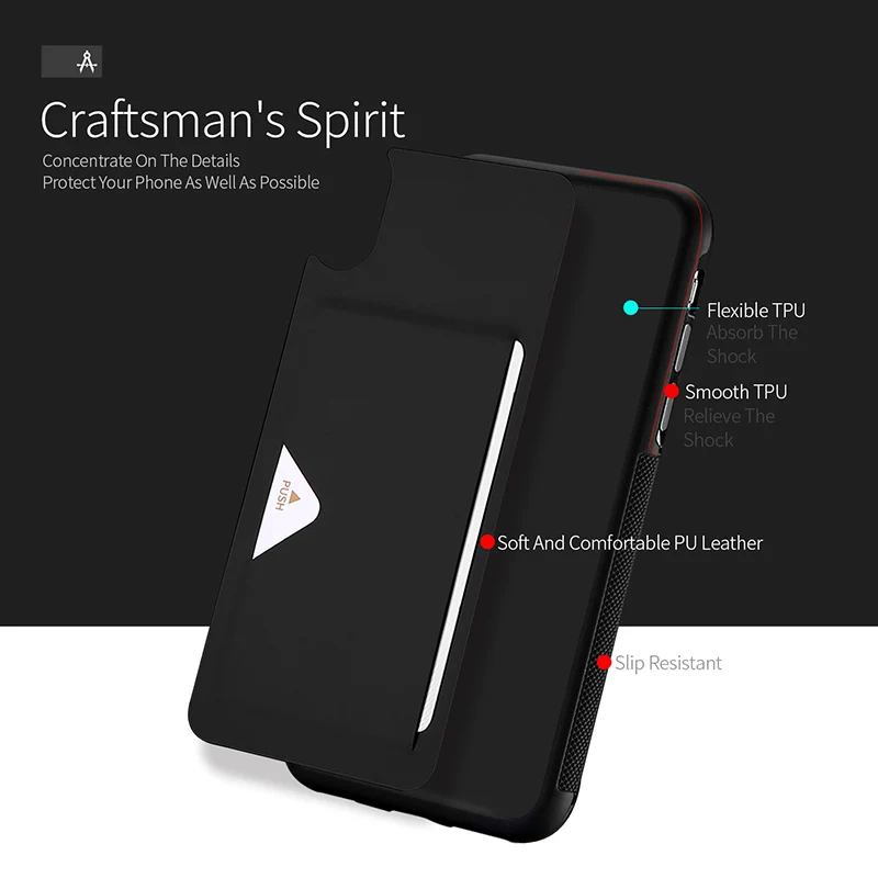 PU Leather Credit Card Slot Phone Case For iPhone X Wallet Shockproof Back Cover iPhoneX Coque Funda |