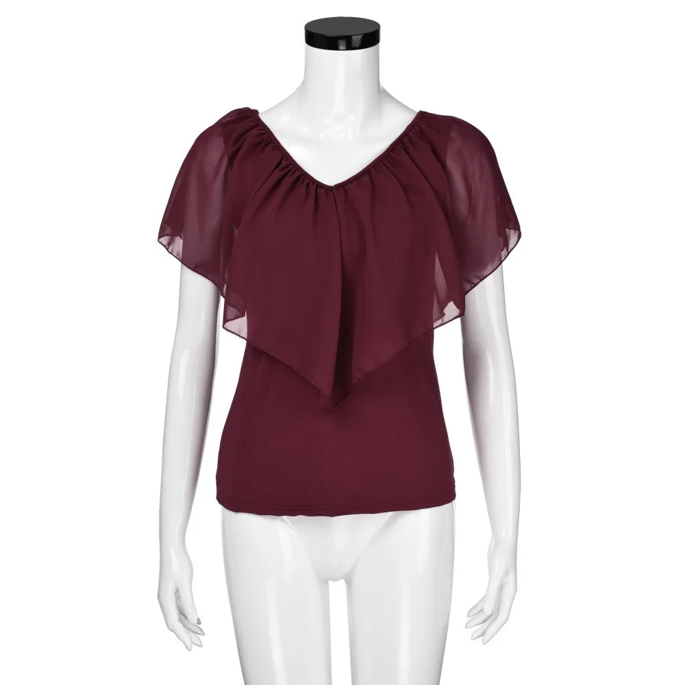 

Women Blouses Summer solid Irregular Off Shoulder Chiffon Blouses womens tops and blouse bluzki damskie