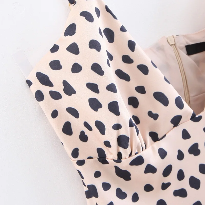 Сексуальная спинки Глубокий V шеи Leopard Спагетти ремень платье 2019 Новый Для женщин