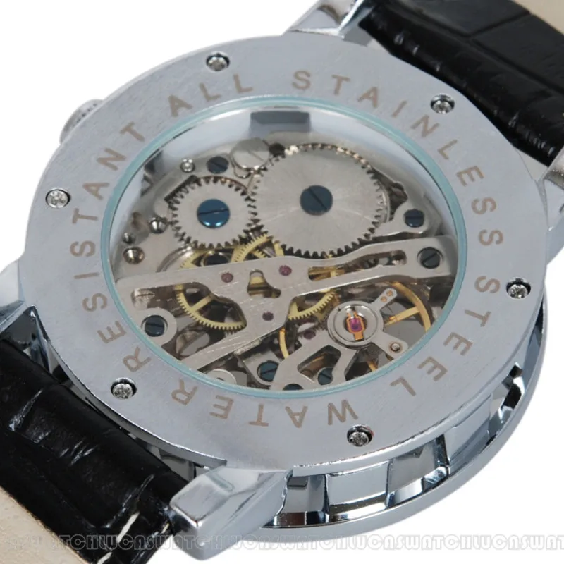 Мужские наручные часы ORKINA механические с кожаным ремешком ручным заводом|belt clip for