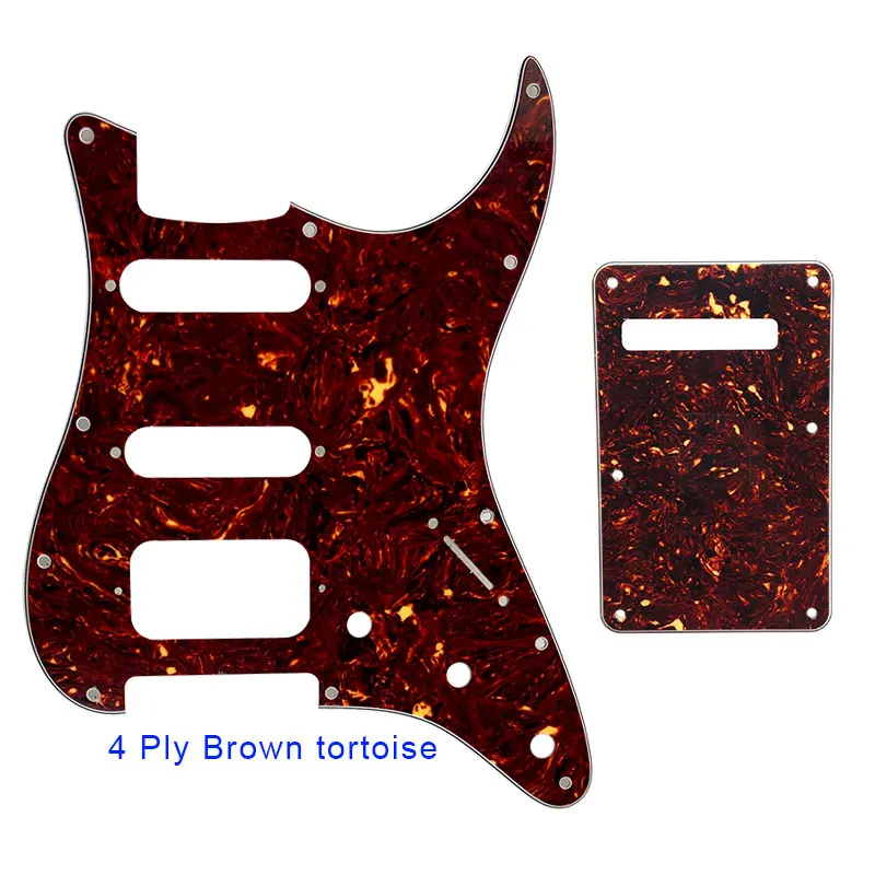 brown tortoise Pleroo гитарные аксессуары накладка с задней пластиной и 11 винтами для Fender Stratocaster США/мексиканский стандарт strat HSS гитара - Цвет: brown tortoise