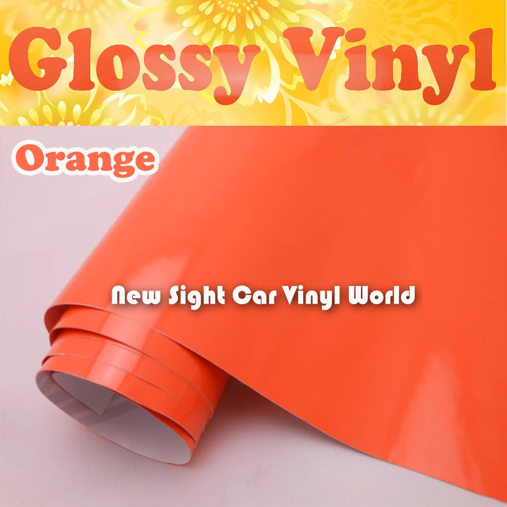 

High Quality Glossy Orange Vinyl Film Orange Gloss Vinyl Wrap For Car Decals Vehicle Wraps Size: 1.52*30m/Roll