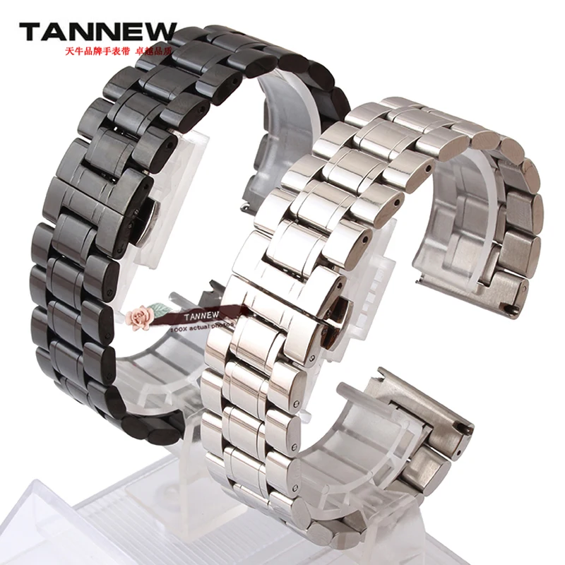 Мужской браслет из нержавеющей стали черный или серебристый с двойным зажимом 18