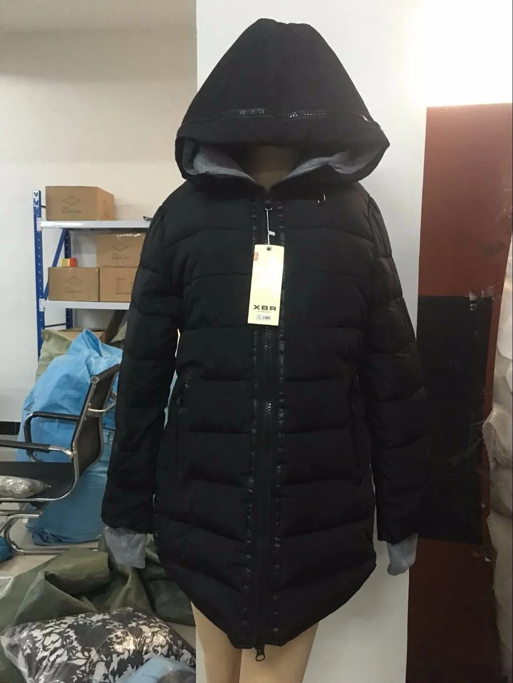 Женское Стеганое пальто размера плюс 4XL, Женская Длинная зимняя пуховая куртка на молнии, модные женские куртки ярких цветов - Цвет: black