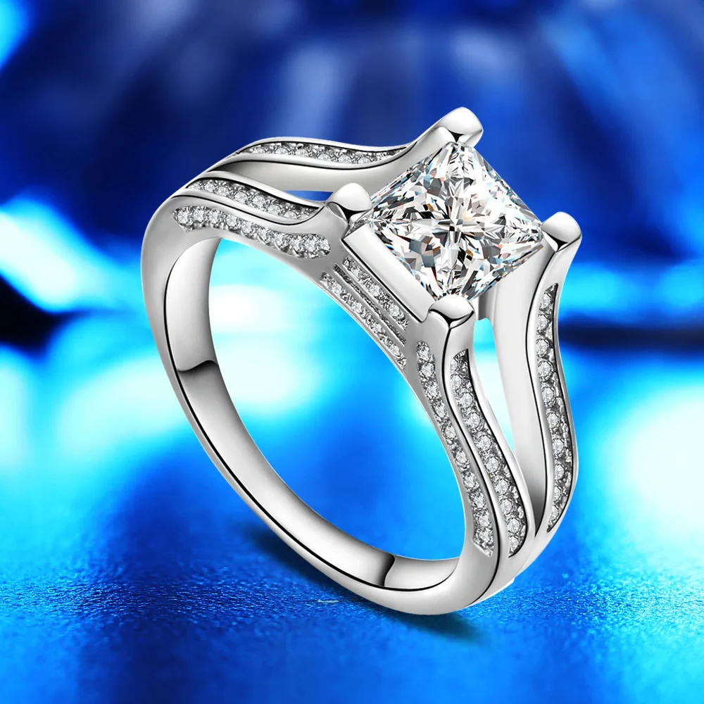 Женский комплект из кольца и серёг серебристого цвета|Кольца| |