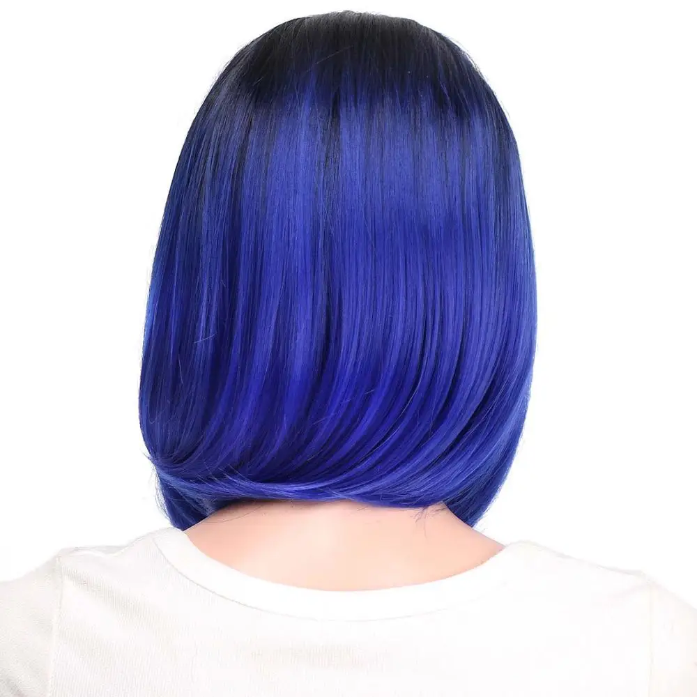 R2-61C Doris beauty Ombre красный боб парики для женщин синтетический короткий блонд черный коричневый прямой парик бордовые волосы термостойкие волокна - Цвет: R2-61C