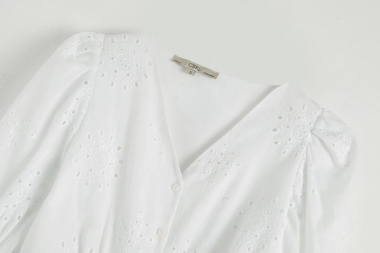 2019 za женские Блузки Европейский Хлопок Кружева embroderied искусство работы Рубашки s