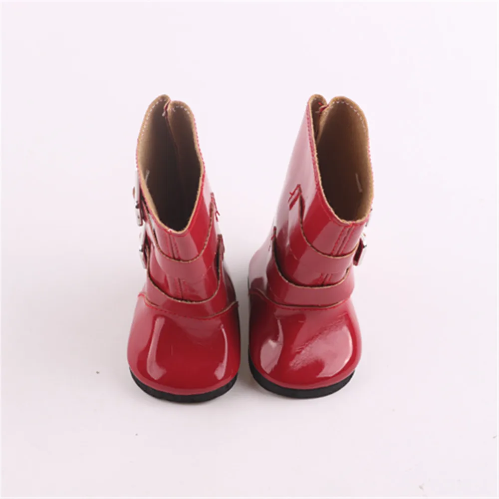 red doll boots 18 обувь для маленькой куклы американская и BJD девочка детская игрушка Яркие Кожаные Сапоги красочная обувь 7 см для 43 см кукла аксессуары кукла обувь - Цвет: red doll boots