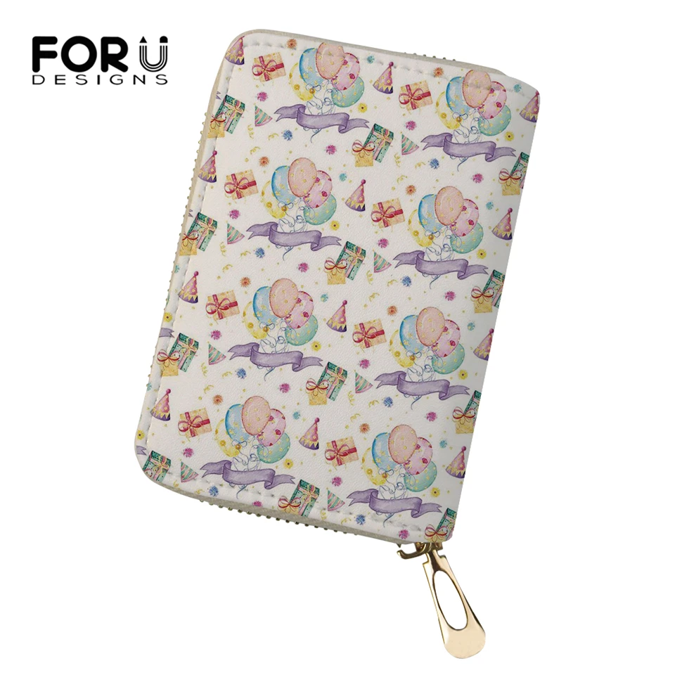 

FORUDESIGNS Fashion Women Business PU Card Holder Kawaii Girls Prints Girls Money Purses Cartoon Animal Pattern Cluth Wallets