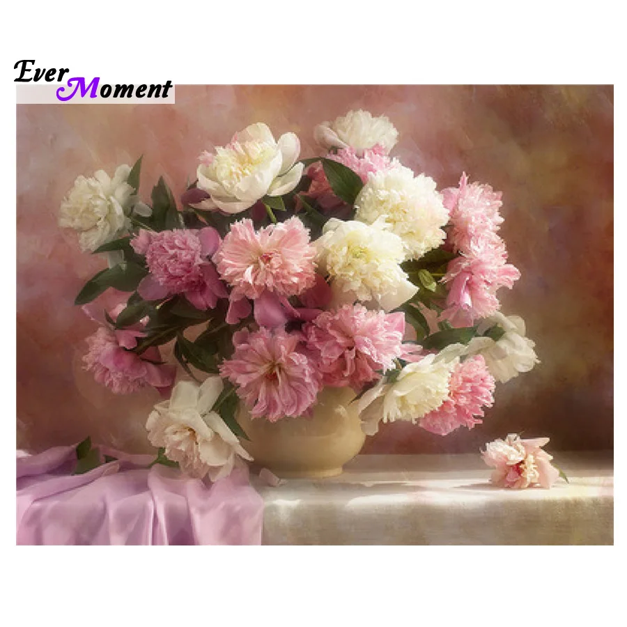 

Diamond Embroidery Pink Flowers Diamond mosaic peonies DIY Square Stick Drill Drawing Resin Craft Painting Rhinestone ASF149