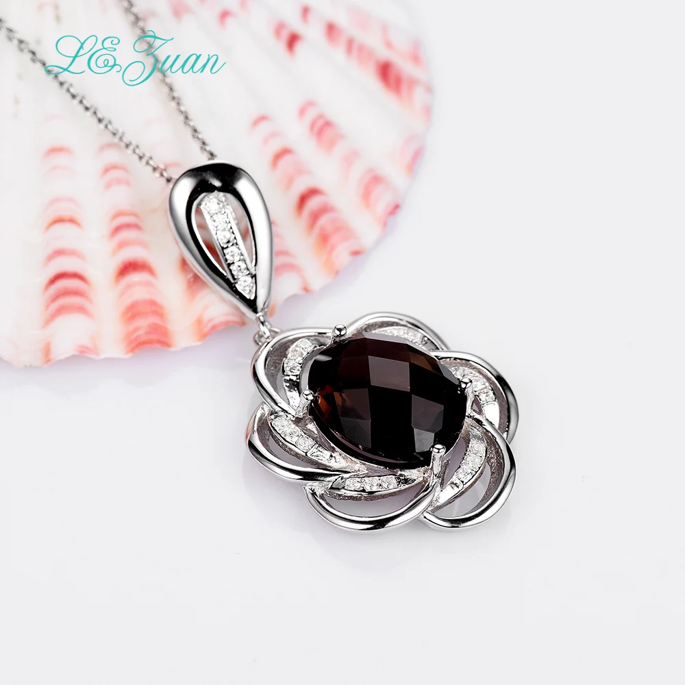 Кулон из серебра 925 пробы с натуральным дымчатым кварцем 8 карат|necklace pendant women|necklace