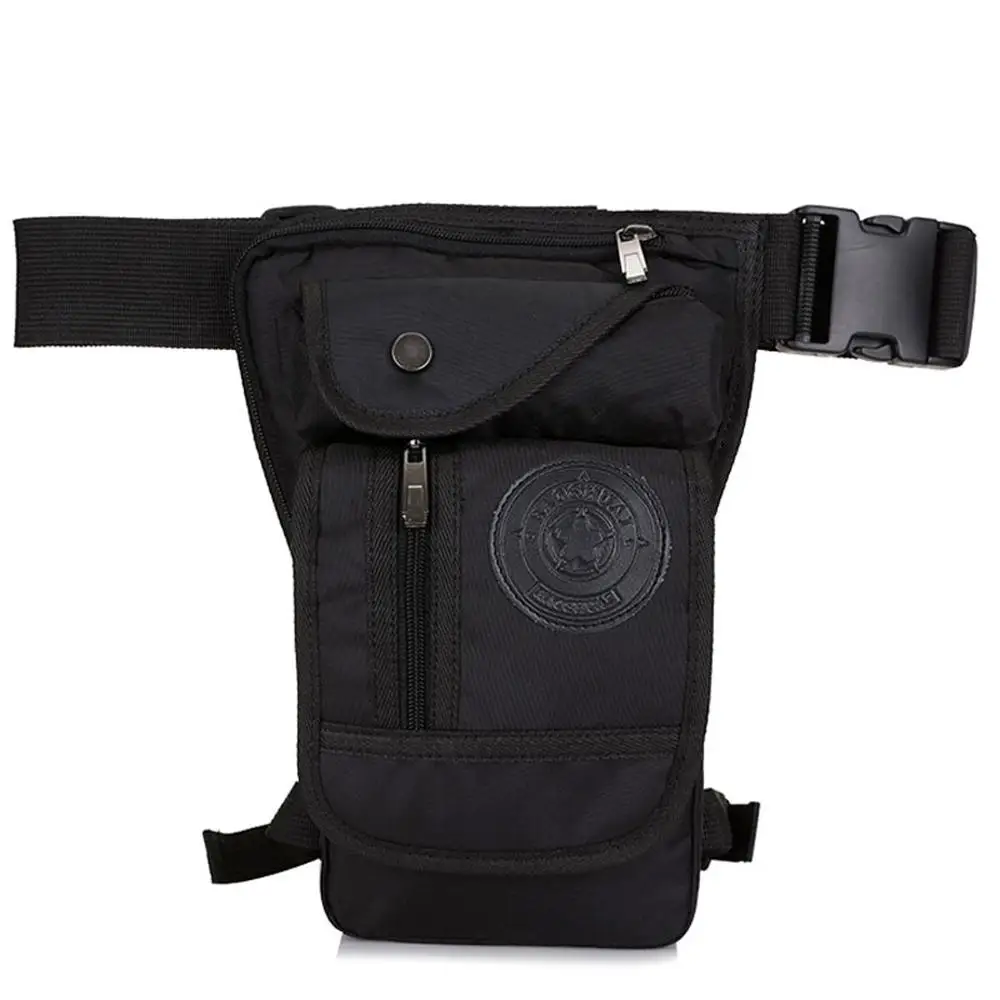 Black Nylon Мужская винтажная поясная сумка с заниженной ногой, поясная сумка для бедер, Военная Тактическая Сумка для путешествий, мотоциклетная нейлоновая/парусиновая поясная сумка для верховой езды - Цвет: Black Nylon