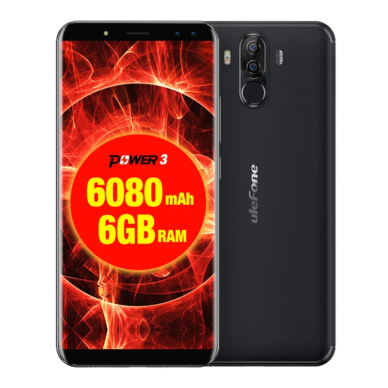 Black Мобильный телефон Ulefone power 3 Face ID 6," 18:9 FHD+ 6 ГБ ОЗУ 64 Гб ПЗУ 6080 мАч Android 7,1 Celular OTG 21 МП Восьмиядерный 4G смартфон - Цвет: Black