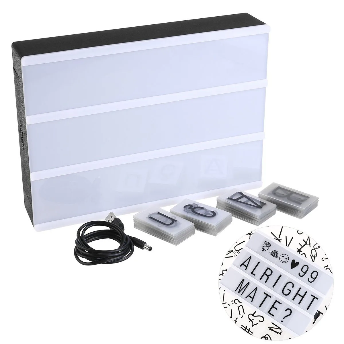 Brand New Led Night Light Box with DIY Black Letters Table Lamp PC Cinematic Usb Art Desk Lights Gifts |