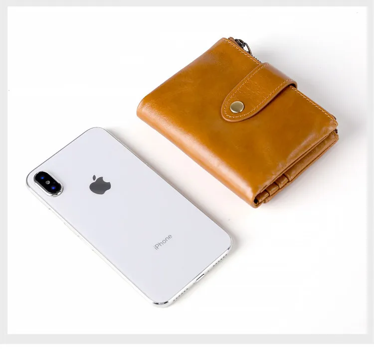 WESTCREEK RFID Блокировка Малый пояса из натуральной кожи кошелек для мужчин Crazy Horseskin масла воск кожи короткие мини женские кошельки с молни