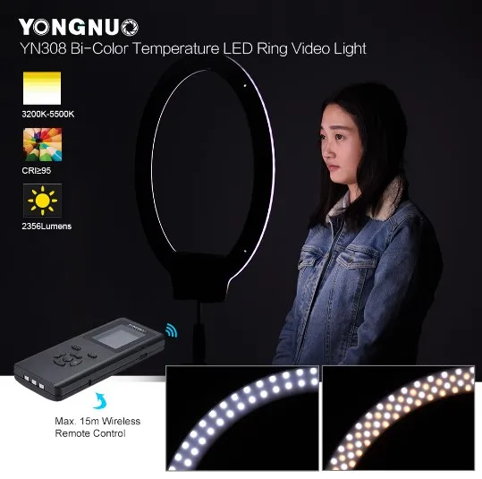 YONGNUO yn308 светодиодные кольца Беспроводной удаленного видео 3200 К ~ 5500 Цвет