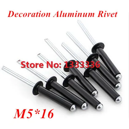 

100pcs M5*16 Black Aluminum POP Rivet Core Pulling Decoration Rivets