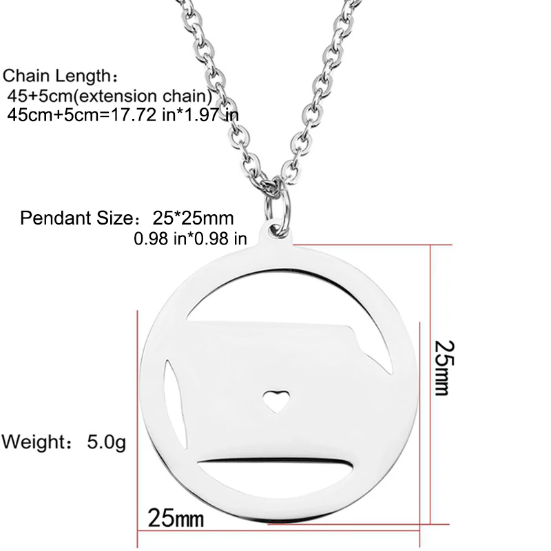 Ожерелье с подвеской в виде карты США ожерелье сердца Айовы из нержавеющей стали